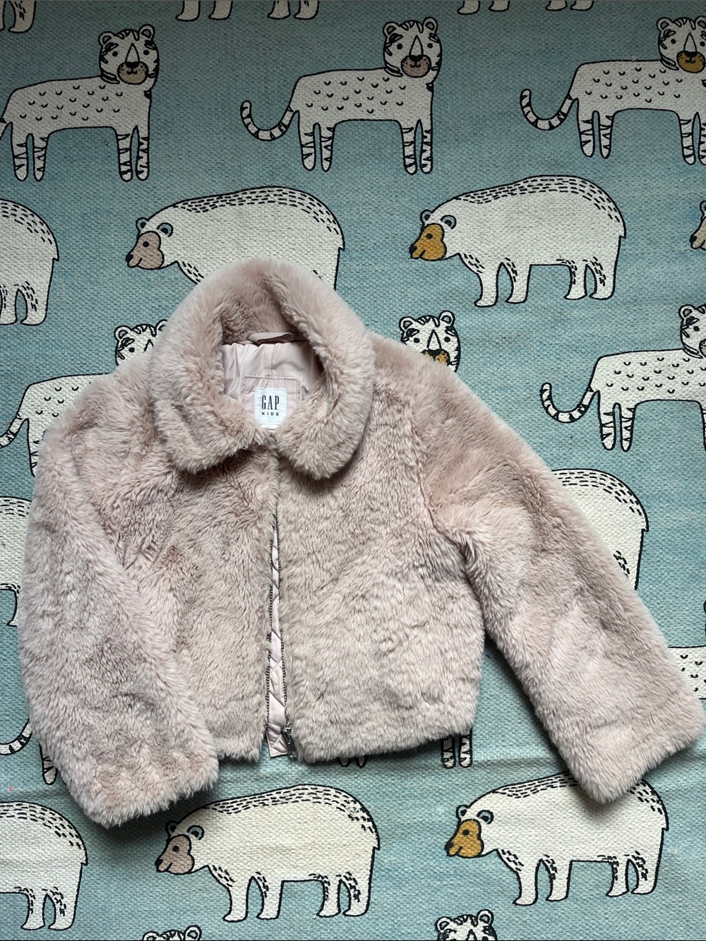 GAP Kids Plush Faux Fur Jacket in Light Blush